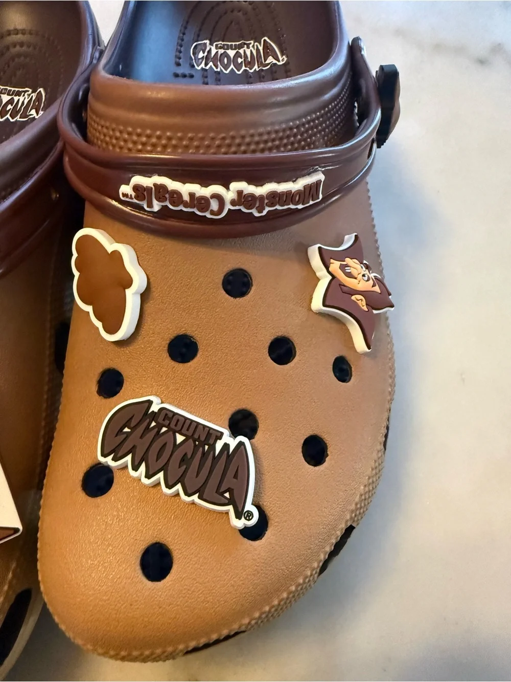 CROCS Men's Brown Clog Sandals with Decorative Jibbitz